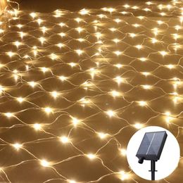 Strings Solar Power Garland Curtain LED Net Light Festoon Christmas Decor For Home Year Navidad Noel Garden Decoration Outdoor