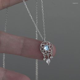 Pendant Necklaces Fashion Dream Catcher Necklace For Women Exquisite Hollow Moonstone Girls Jewellery Chains Female Collar Gift