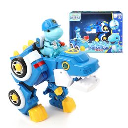 Action Toy Figures Big Super Dino ABS Deformation Car to Dinosaur Toys Action Figures SuperDino Transformation Mecha Car Rescue Plane Toy 230213