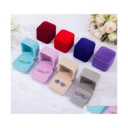 Jewellery Boxes Fashion Veet Cases For Only Rings Earrings 12 Colour Gift Packaging Display Size 5Cmx4.5Cmx4Cm Drop Delivery Dh5Mg