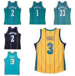 Chris Paul Basketball jerseys Alonzo Mourning #33 Larry Johnson #2 Muggsy Bogues #1 mesh Hardwoods classic retro jersey Men Women Youth S-XXL