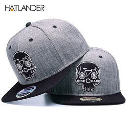 Ball Caps HATLANDER Original Baseball cap men cap brand embroidery SKULL cool hip hop cap 6 panel bone linen Skeleton sports hats 230210