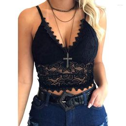 Women's Tanks Women's Lace Casual Camisole Cami Crop Tank Tops Lingerie Bustier Spaghetti Strap Top Sexy Black Bra Vest Summer Party