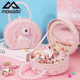 Jewellery Boxes Mosodo Girls Unicorn Jewellery Organiser Case Pearl Handbag Hair Accessories Storage Boxes Rings Display Stand with Mirror Gifts 230215