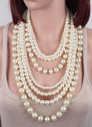 Chains Women Jewelry Display Choker Big Statement Pearl Necklace Multilayer Simulated Long Neck Accessories Gifts