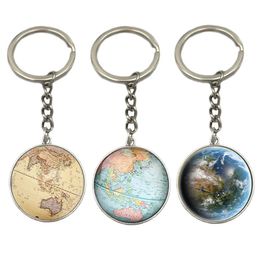 Earth Globe Art Pendant Keychains Gift World Travel Adventurer Key Ring Morld Map Globe Keychain Jewelry177t