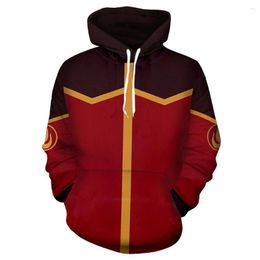 Men's Hoodies Avatar Last Airbender Costumes Cosplay 3D Printing Zipper Fashion Flame Sweatshirts Spring Autumn Jackets