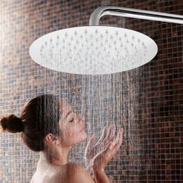 Stainless Steel Shower Heads Round super thin rainfall head shower for Bathroom shower faucet Round Shape G 1/2 Size