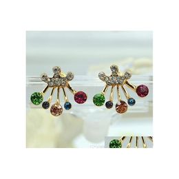 Stud Bow Earring Korean Jewellery Wholesale Imitation Diamond Earrings Crown Colorf Drop Delivery Dhe8D