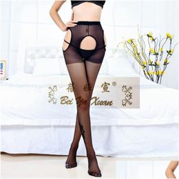 Sexy Socks Open Y Stockings Super Thin Core Wire Transparent Lady Four Sides Hollowed Panty Hose Drop Delivery Health Beauty Underwea Dhnsi