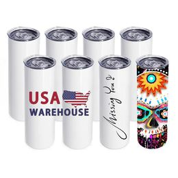 24 Hours Ship USA STOCKS Tumblers 20oz Sublimation Stainless Steel Cups 16oz Clear Frosted Glass Mugs For DIY Printing Drinking Bottles