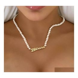 Other Pearl Necklace Custom Name English Temperament Cold Wind Clavicle Chain Drop Delivery Jewellery Necklaces Pendants Dhsub