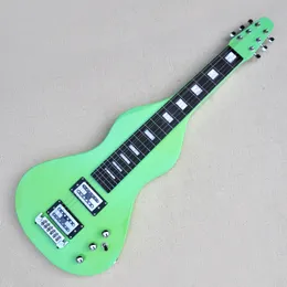 Factory Custom Green Hawaii Slide Bar Unuaual Electric Guitar with Rosewood Fingerboard Chrome Hardwares Offer Customized