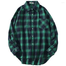 Men's T Shirts Spring Shirt For Men Clothing Casual Plaid Long Sleeve Loose Large Size Retro Classic Big