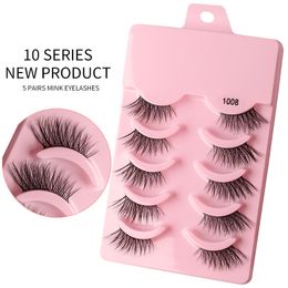 5 Pairs Half Eyelashes 3D Faux Mink Eyelash Natural Wispy Long Lash Extensions Soft Wispy Reusable Cruelty Free Makeup