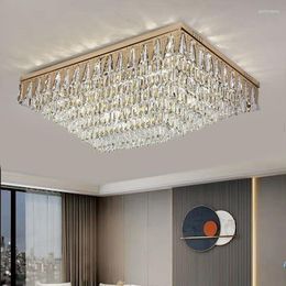 Ceiling Lights Stainless Steel Lamp In Living Room Modern Rectangular/round K9 Crystal Luxury 2023 E14 Light Source