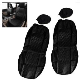 Car Seat Covers 4pcs/Set PU Leather Front Left Right Backrest Headrest Full Cover Protector Cushion Universal For SUV Truck Van Black