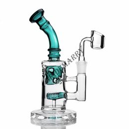 Bent Neck Glass Bongs Recycler Smoking Collector 14MM Joint Banger Oil Rigs Glass Beaker Bong Showerhead Perc New Hookahs