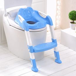 Step Stools 2 Colors Training Seat Children's Potty With Adjustable Ladder Infant Baby Toilet Seat Toilet Training Folding Seat 230214