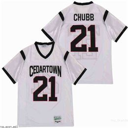 Hot Men Football Cedartown High School 21 Nick Chubb Jersey Team Away White Pure Cotton All Stitched Breathable Excellent Quality as