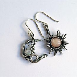 Dangle Earrings Bohemian Sun Moon Moonstone Vintage Daisy Flower Sweet Statement Drop Women Female Fashion Party Jewelry Gift