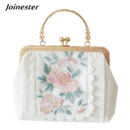 Evening Bags Women Vintage Kiss Lock Handbag Chinese Style Embroidery Purses and Clutches with Chain Strap Ladies Evening Bags Shoulder Bag 230215