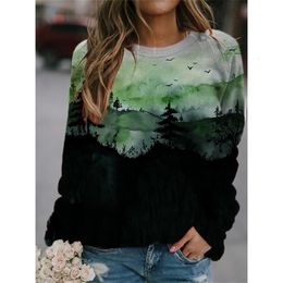 Women's Hoodies Sweatshirts Polyester circle spring foreign trade women's round neck long sleeve pullover 3D print sweatshirt top 230215