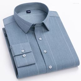 Men's Casual Shirts 2023 Men Bamboo Fiber Design Smart Checked High Quality Slim Button Down Business Easy Care Male Dress Shirt