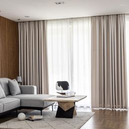 Curtain 2023 Nordic Custom Pure Colour Twill Cotton And Linen Blackout Curtains For Living Room Bedroom Simple Floor