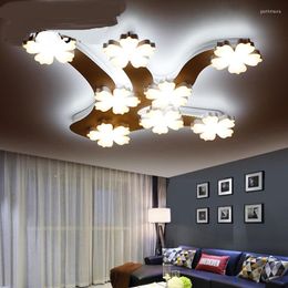 Ceiling Lights LED Personalised Living Room Light Modern Simple Warm Plum Acrylic Bedroom Restaurant 2023 2/ 6/ 8 Head