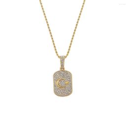 Pendant Necklaces Karopel Gold Color Hip Hop Jewelry Zircon Necklace Pandent For Women Square Moon Stars Gift