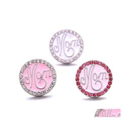 Clasps Hooks Rhinestone Gadget Fastener 18Mm Snap Button Clasp Pink Love Mom Charms For Snaps Jewelry Findings Suppliers Gift Drop Dhxx5