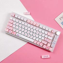 Keyboards 129 Keys XDA Profile PBT Pink Bunny Theme Cute Creative Keycap DYE-SUB Suitable For MX Switch Personality Mechanical Keyboard T230215