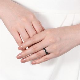 Hochzeitsbänder Tigrade Keramik gebürstete schwarze Ring für Männer Frauen 4 6 mm 8 mm breit männlicher Ehering Matte Anillos Mujer Plus Size257J