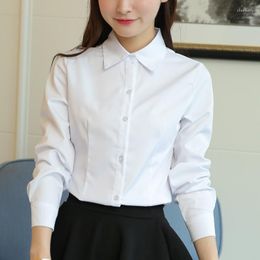 Women's Blouses Korean Fashion Woman 2023 V-neck Slim Solid Work Shirts Tops Women's Blouse OL White Shirt Women Female Clothing 33J