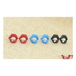 Stud Earrings For Women Wholesale Lip Rhinestone Simated Jewelry Drop Delivery Dha4G