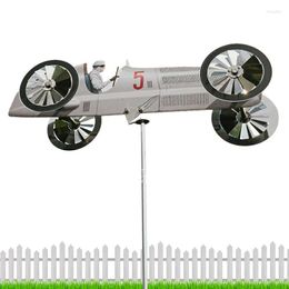 Garden Decorations Wind Spinner 3D Metal Racing Car Pinwheels Outdoor Art For Yard Lawn Sculpture To Add Charm