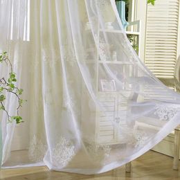 Curtain White European Embroideried Tulle Curtains For Living Room Bedroom Luxruy Sheer Windows Treatment