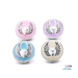 Charms Rhinestone Painting Wings Snap Button Heart Jewelry Findings 18Mm Metal Snaps Buttons Diy Bracelet Jewellery Wholesale Drop D Dhuu1