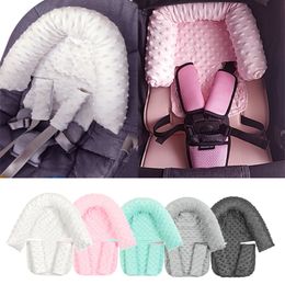 Pillows Baby Car Safety Soft Sleeping Head Support Pillow with Matching Seat Belt Strap Covers Baby Carseat Neck Protection Headrest 230213