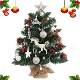 Christmas Decorations Tabletop Mini Tree DIY Small With Star Treetop Ornaments Balls