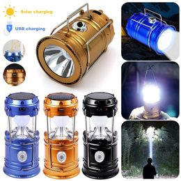 Emergency Light Torch Portable Camping Light Solar Power Collapsible Lamp Flashlight Rechargeable Lantern Outdoor Tent Light