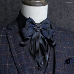 Bow Ties Men's Neck Tie Big Ribbon Bowknot Rhinestone For Groom Man Wedding Shirt Formal Suit Dress