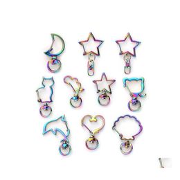 Key Rings Rainbow Star Heart Cloud Rabbit Moon Flower Keychains Metal Chain Ring Unisex Keyring Holder Accessories Drop Delivery Jewe Dhgw3