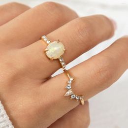 Wedding Rings Ingemark Korean Fashion Elegant Opal Irregular Set For Women Boho Rhinestone Knuckle Finger Ring Wed Accessories Jewellery