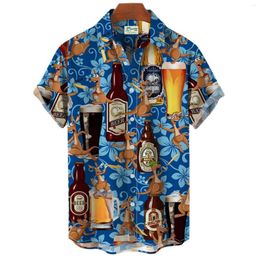 Men's Casual Shirts 3d Print Beer Short Sleeve Men's Hawaiian Beach Tee Shirt Tops Hip Hop Male Female Streetwear Summer Men Clothing