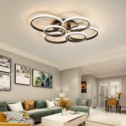 Ceiling Lights Circle Lamp For Living Room Dining Kitchen Modern Black LED Chandeliers With Remote Control Bedroom Lighting Fixtures