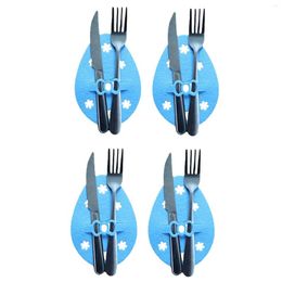 Dinnerware Sets 4pcs Easter Silverware Holder Pocket Hold Forks Knives Egg Tableware Cutlery Organizers For Party Favors Gass