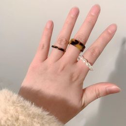 Wedding Rings Miwens 3pcs/set Resin For Women 2023 Summer Trendy Jewellery Acrylic Ring Girl Valentine Gifts Elastic Pearl Finger