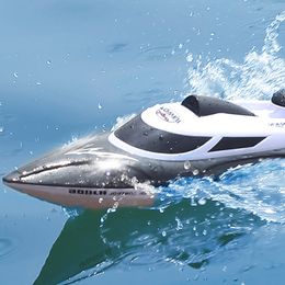 Electric/RC Boats HGCYRC 2.4Ghz HJ806 Large RC Speedboat With LED Light 35km/h 200ms Waterproof Model High Speed Racing Ship Gifts Toys for boys 230214